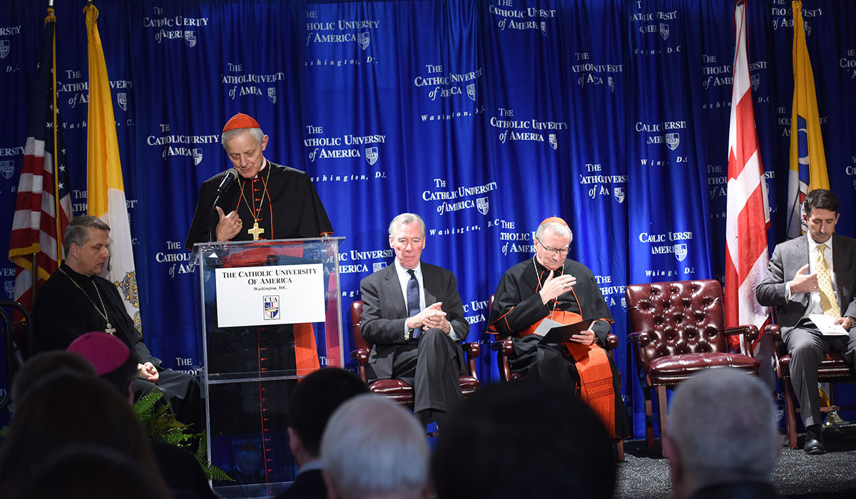 Cardinal Donald Wuerl introduces Cardinal Pietro Parolin