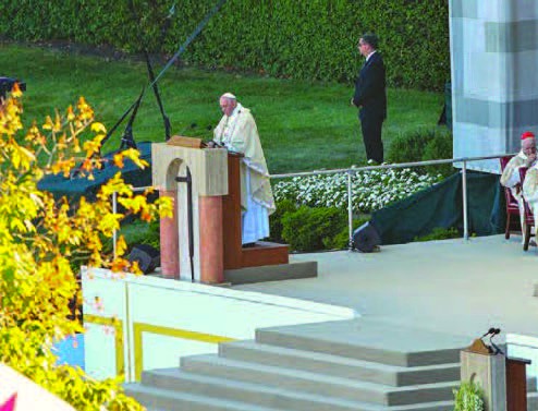 Pope Francis addressing CUA