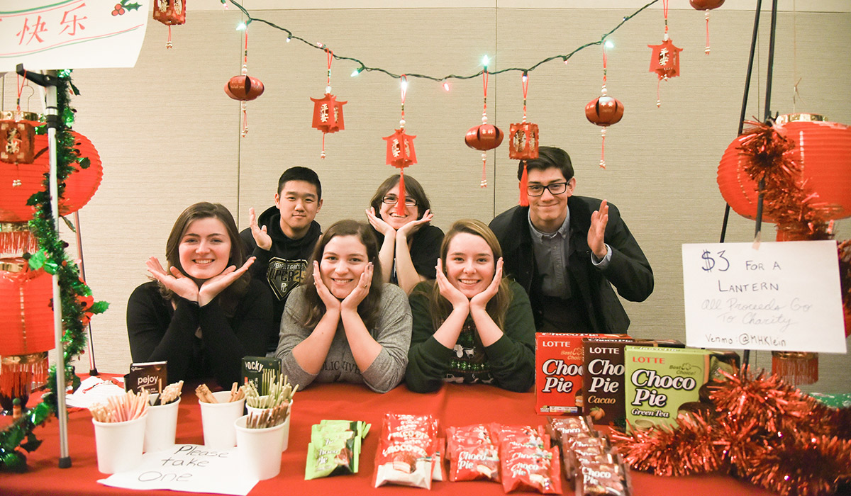 Students at the silent night event
