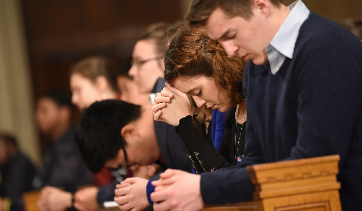 Students in prayer