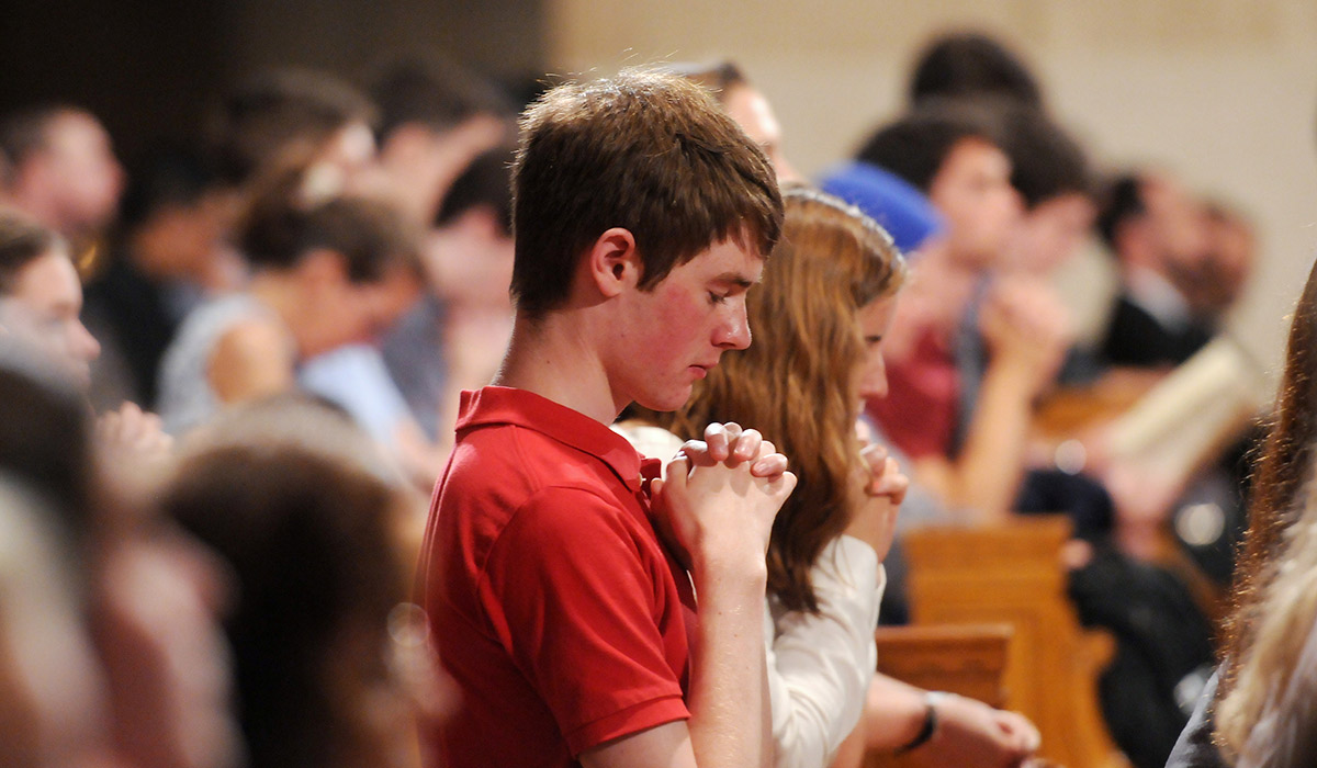 A student praying