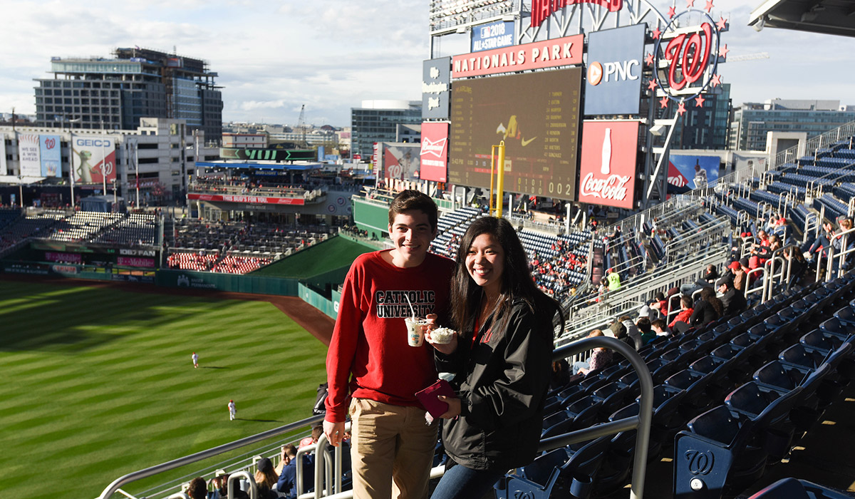 Students attending a Nationals game