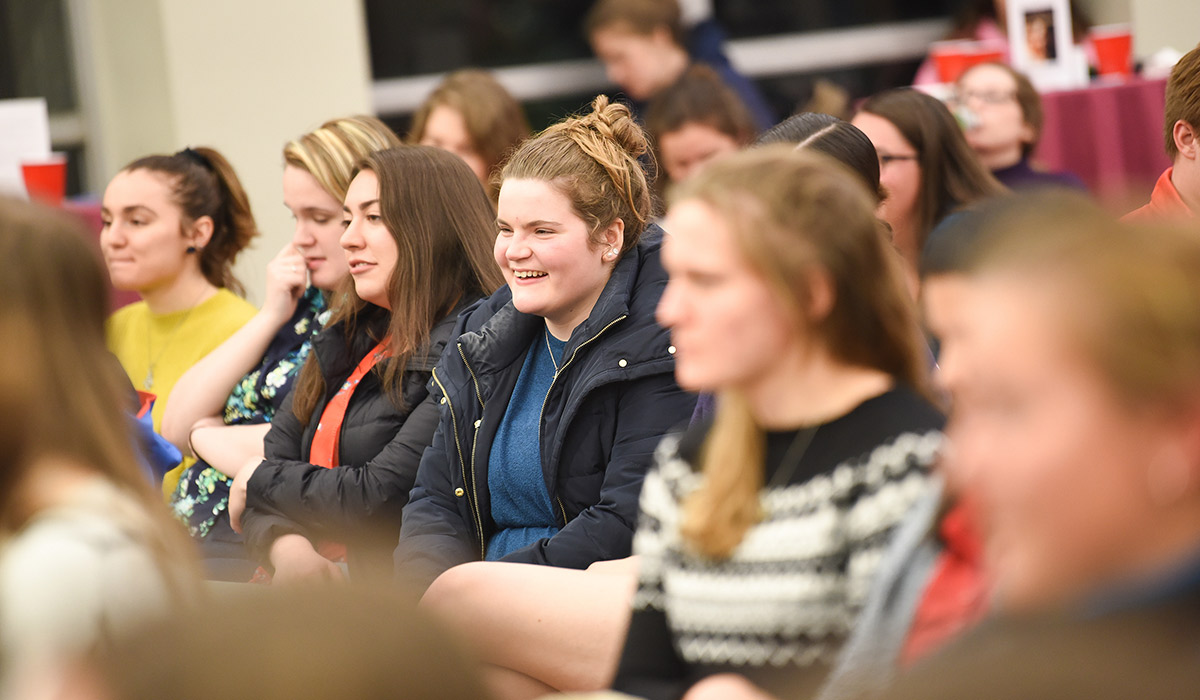 Students listen to Sister Prejean