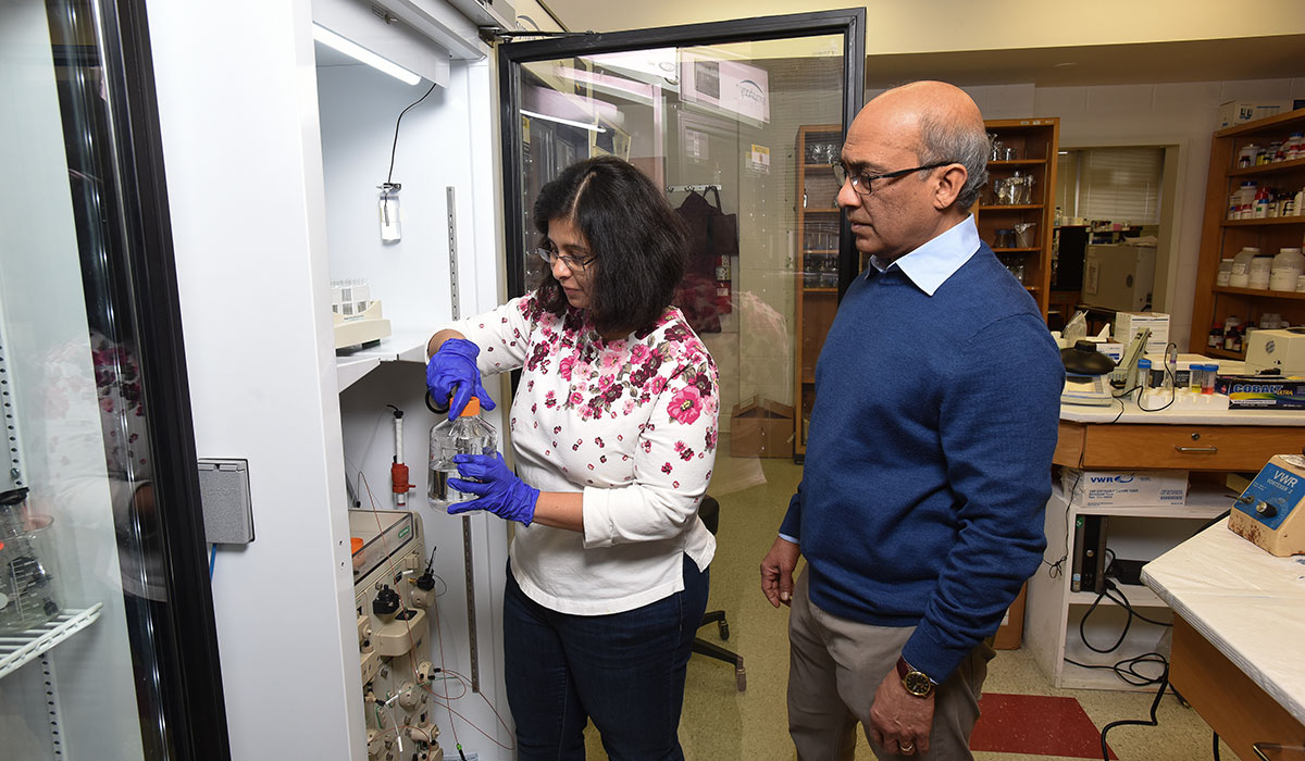 Rao with research team member in lab