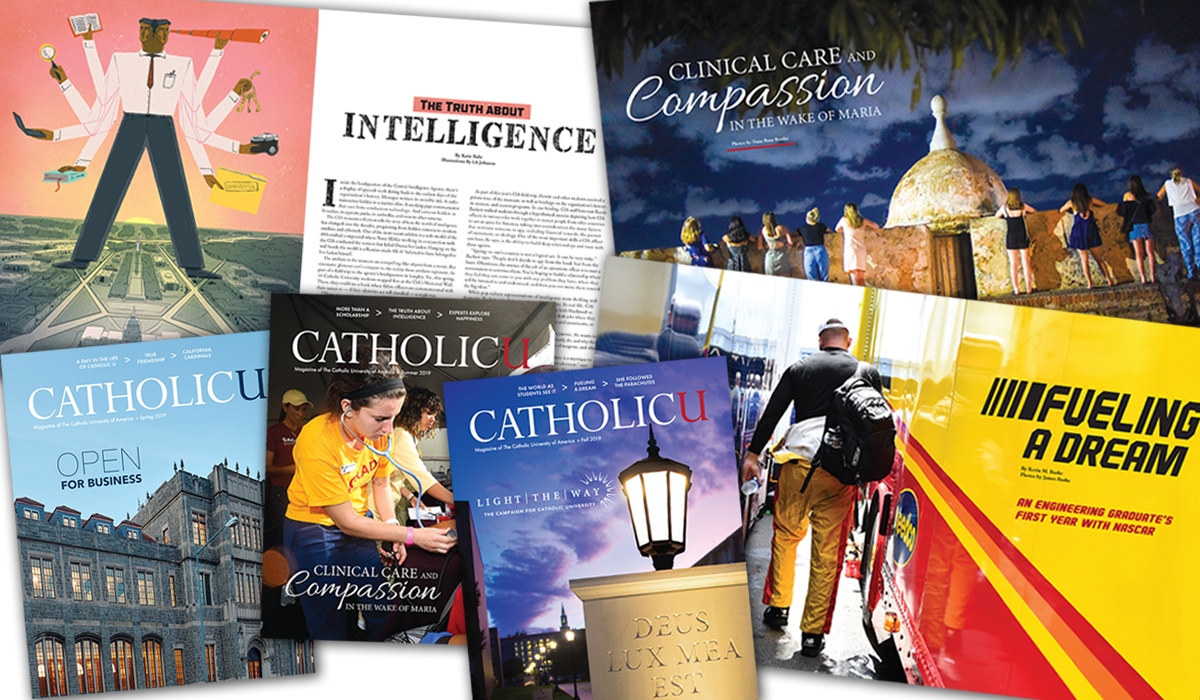 Past editions of the CatholicU Magazine