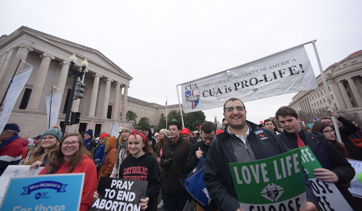 Students walking in March for Life