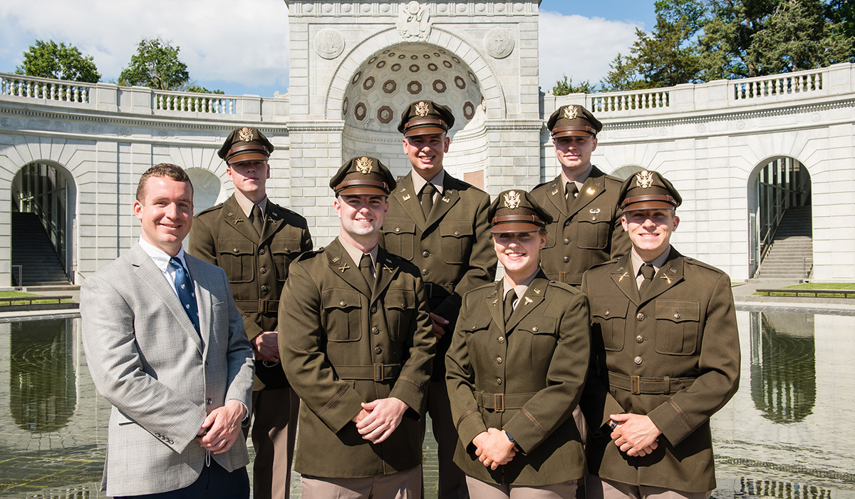 CUA ROTC commissioning ceremony at Arlington National Cemetery