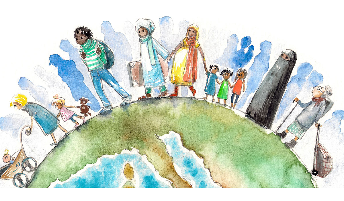 Watercolor logo for National Migration Week