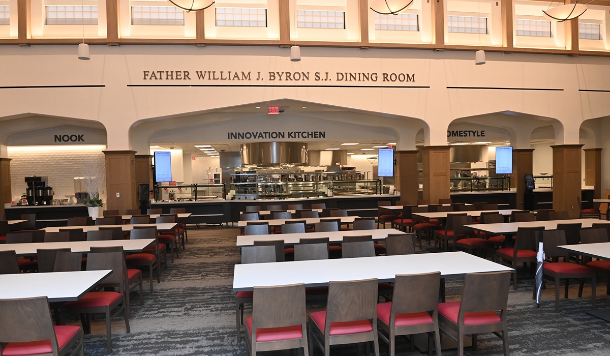 A new spacious dining hall inside Garvey Hall