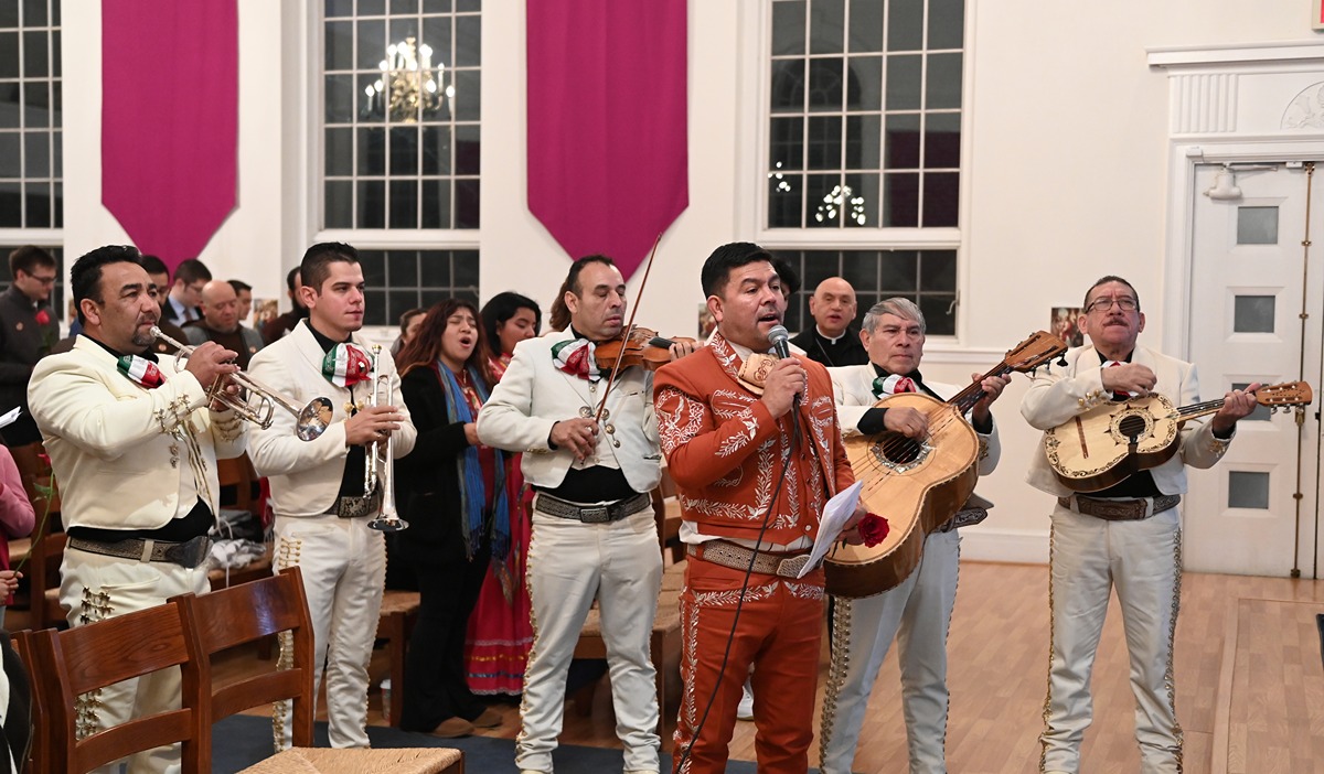 A mariachi band sang for Our Lady of Guadalupe