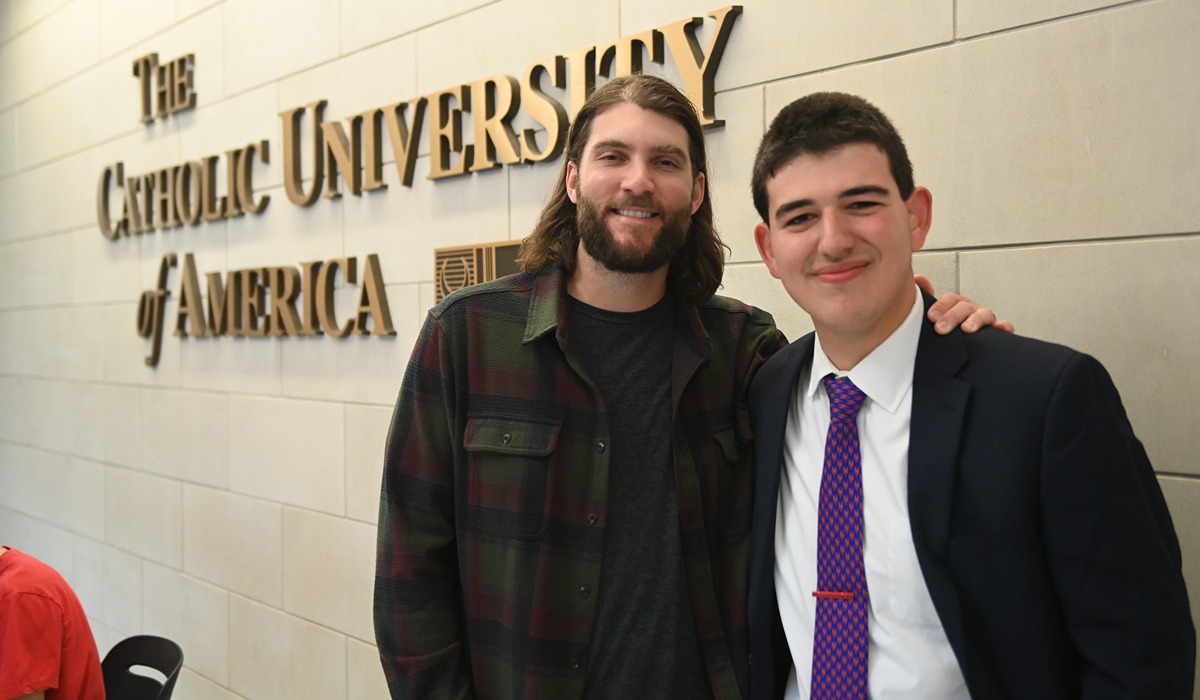 CUA Student with Washington Nationals pitcher Trevor Williams