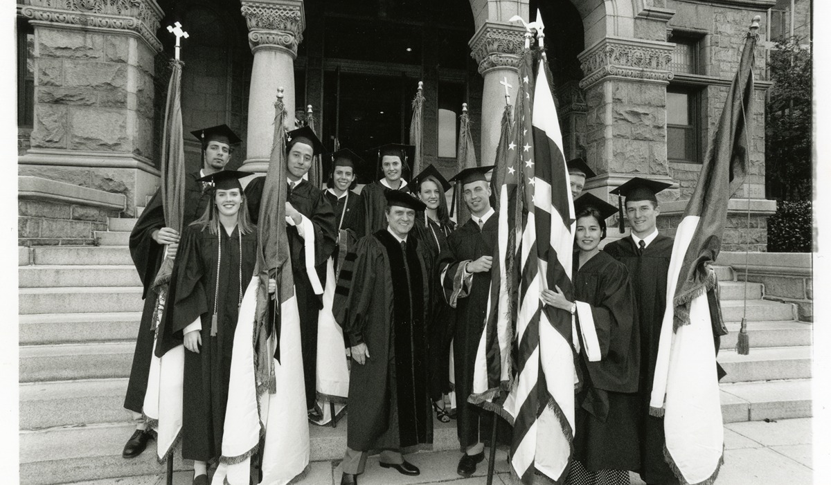 Bob Newhart with graduates