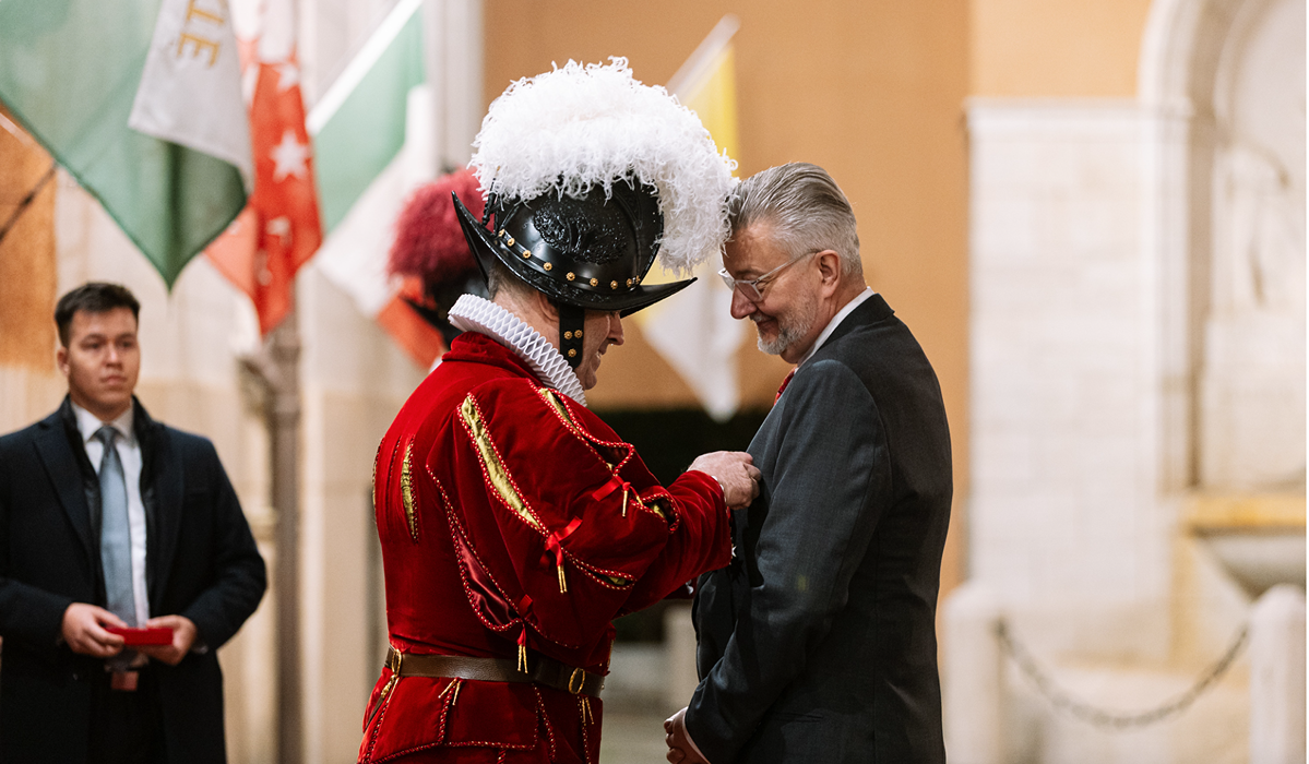 Professor Widmer being honored for his years of service in the Swiss Guard