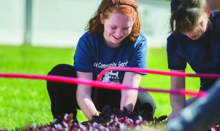 Students gardening 