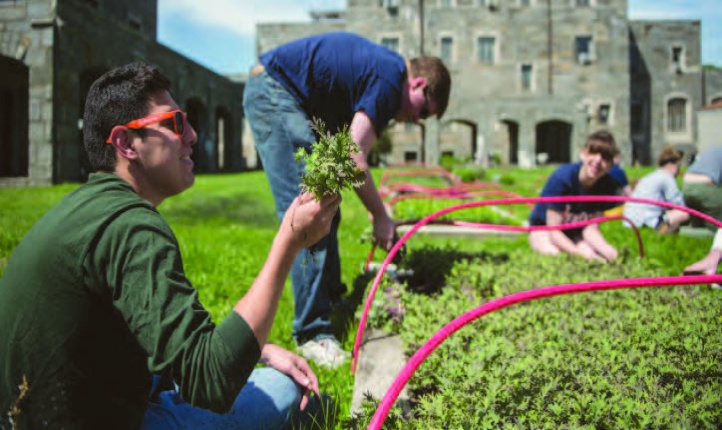 CUA students in the garden