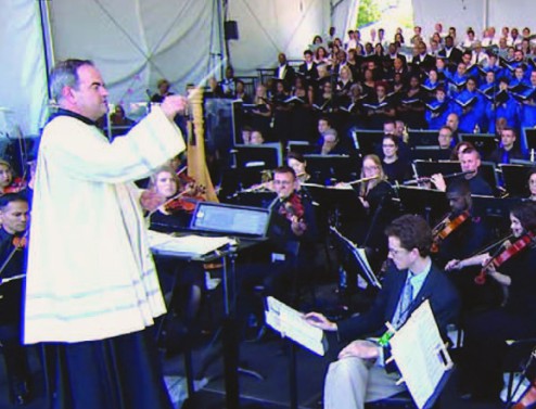 Musicians playing during Pope Francis's visit