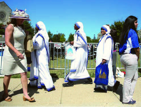 Visitors on campus to see the Pope