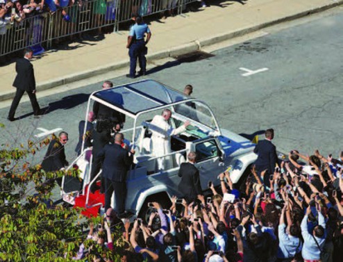 Pope Francis in the popemobile