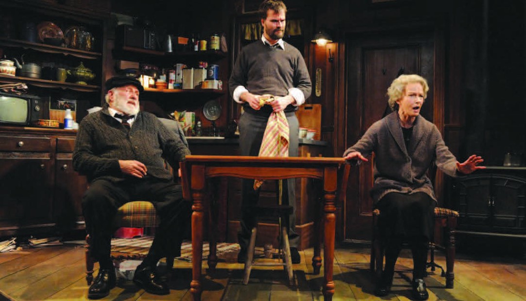 Wil Love, Tim Getman, and Helen Hedman, B.A. 1973, in Outside Mullingar at Everyman Theatre.