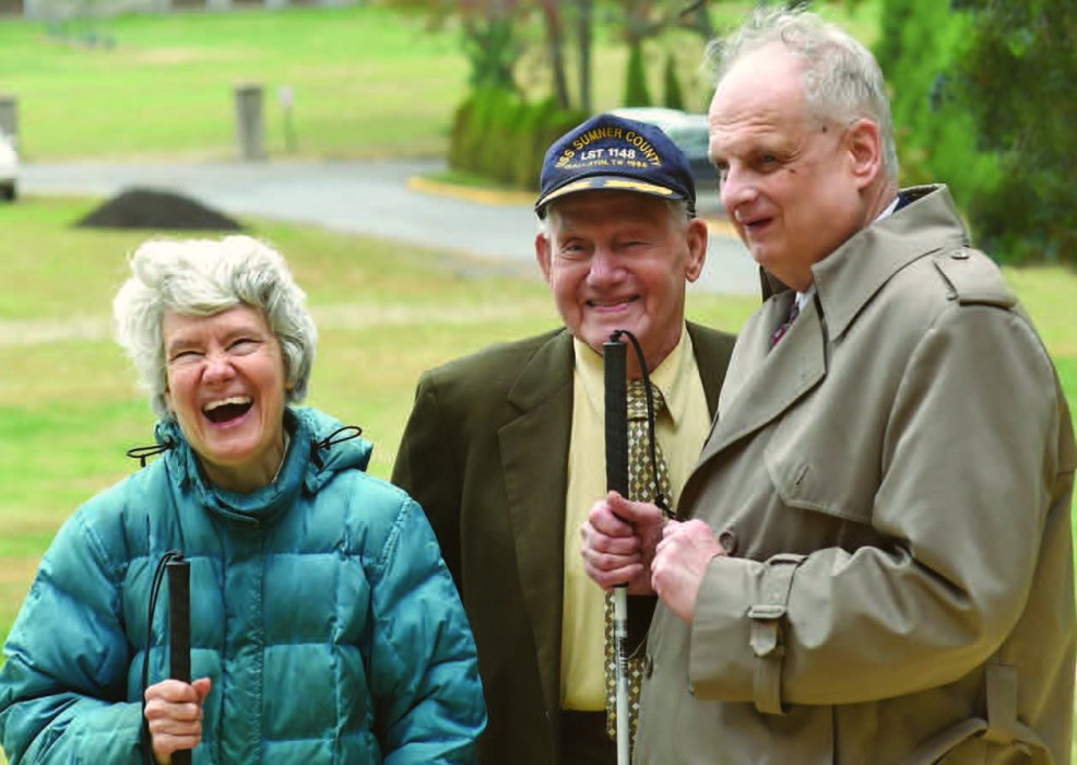 Gale Brown (center) and two of his former students, Jeanette Gerrard and Johnny Wilkinson, reunite on CUA’s campus, November 2015.