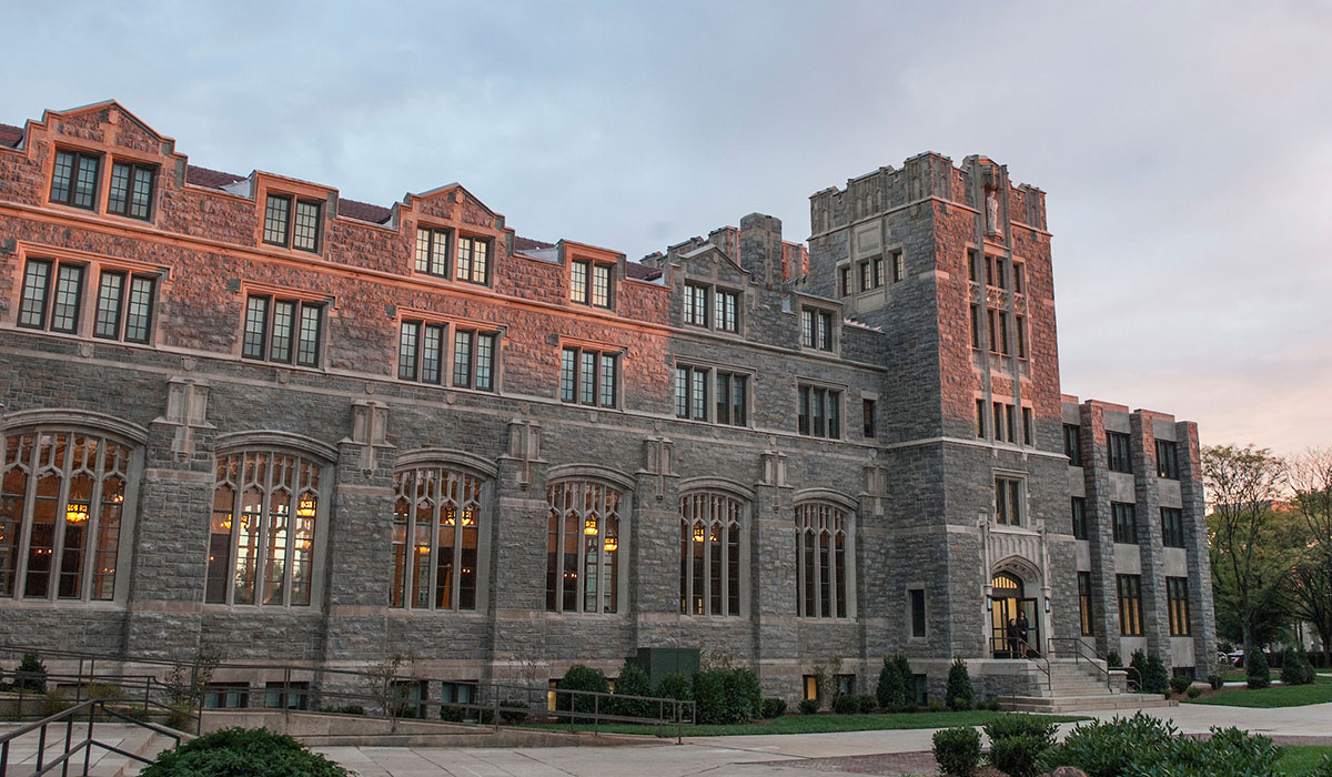 Exterior of Fr. O'Connell Hall at sunset