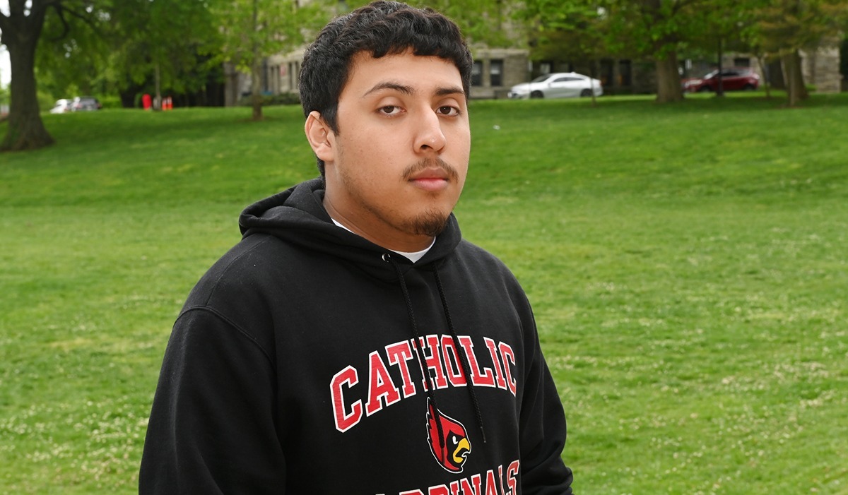 Senior marketing major Brian Melendez has spent his four years at The Catholic University of America advocating for immigrants, migrants, and commuter students. 