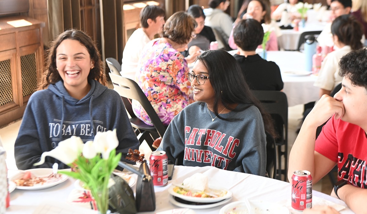 Take Flight participants shared meals with campus community members including students, faculty, and staff. (Catholic University/Patrick G. Ryan) 