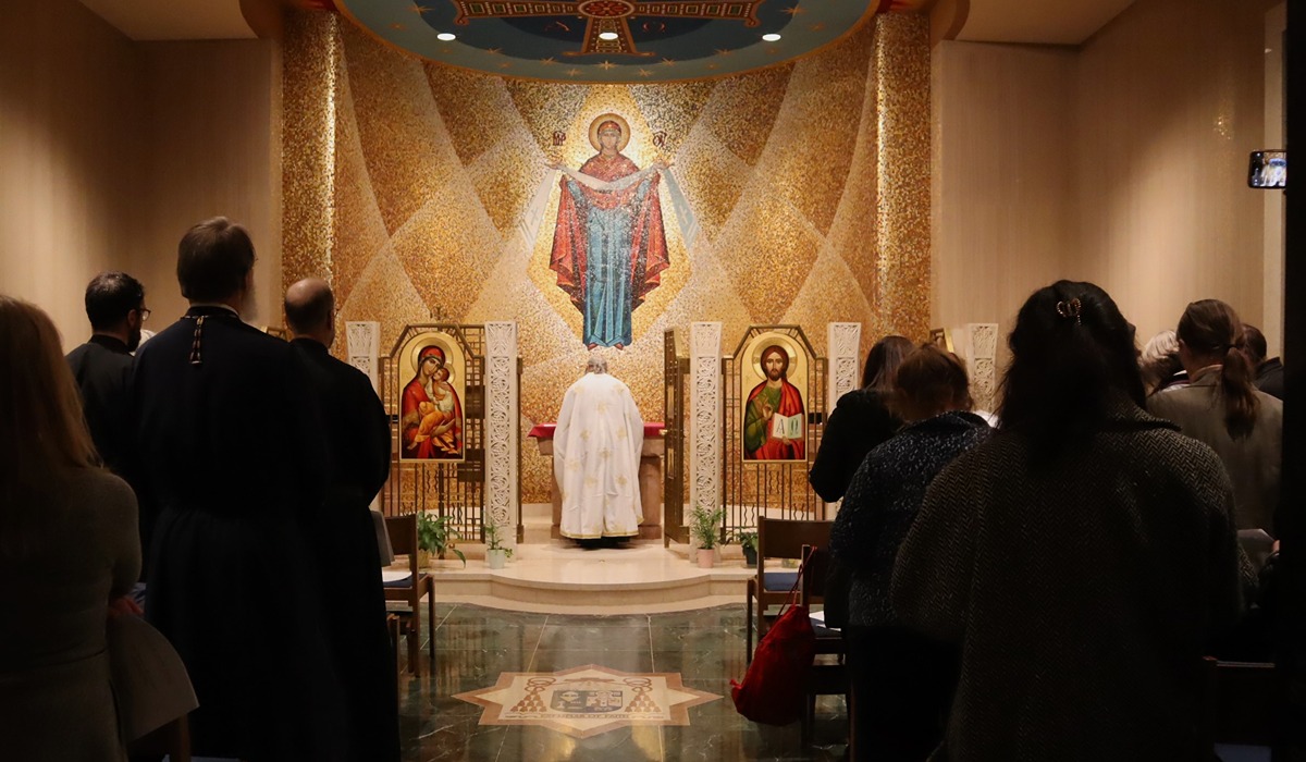 Mount Athos abbot Fr. Chrysostomos Koutloumousianos celebrates vespers at the Byzantine chapel at the Basilica of the National Shrine of the Immaculate Conception upon the conference's conclusion.