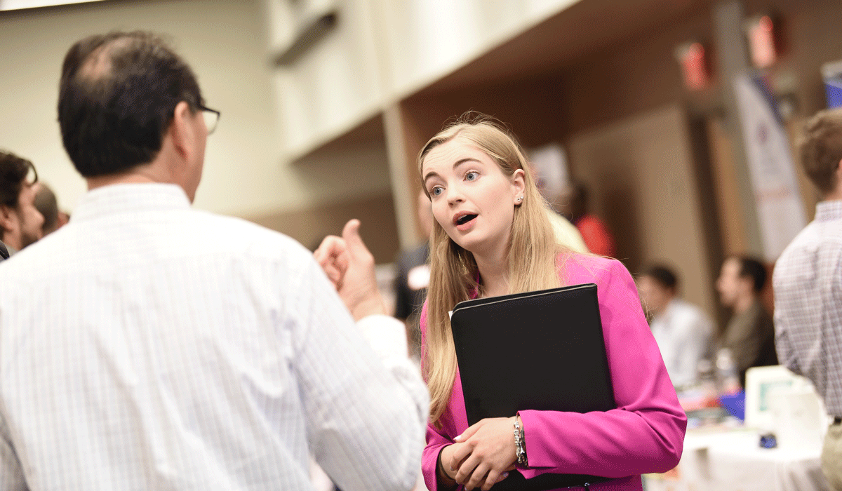 Students and prospective employers meet up at the Fall Career Fair