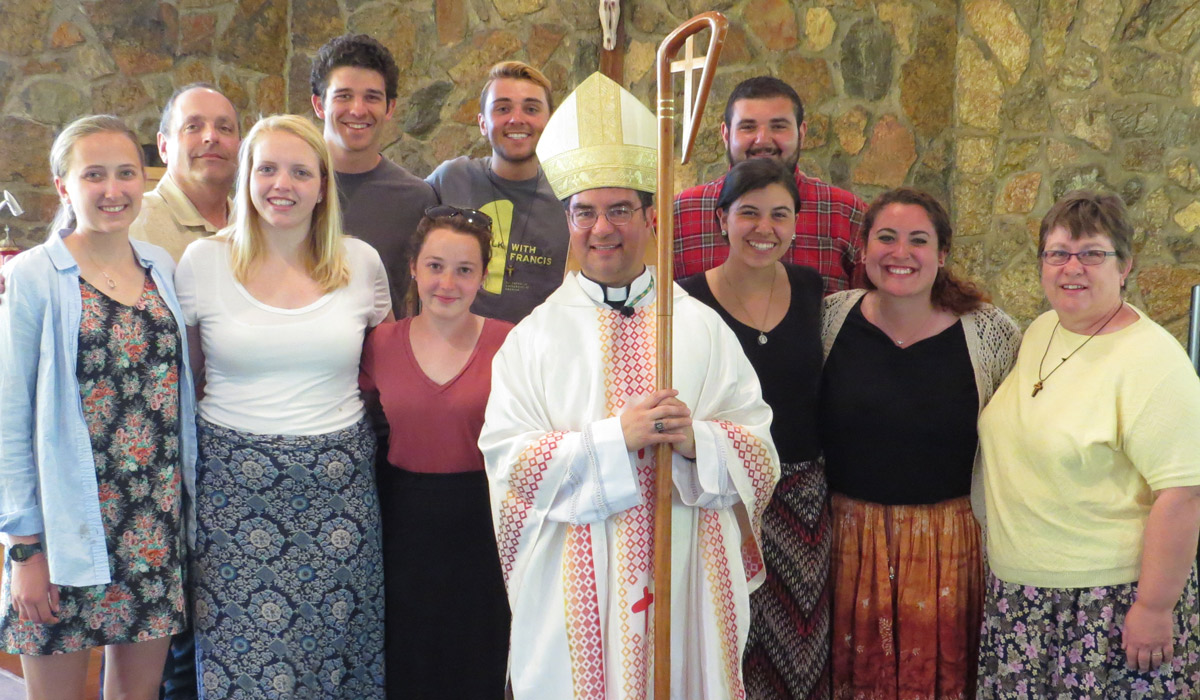 Catholic University students and faculty with Most Rev. Oscar Cantú of the Diocese of Las Cruces