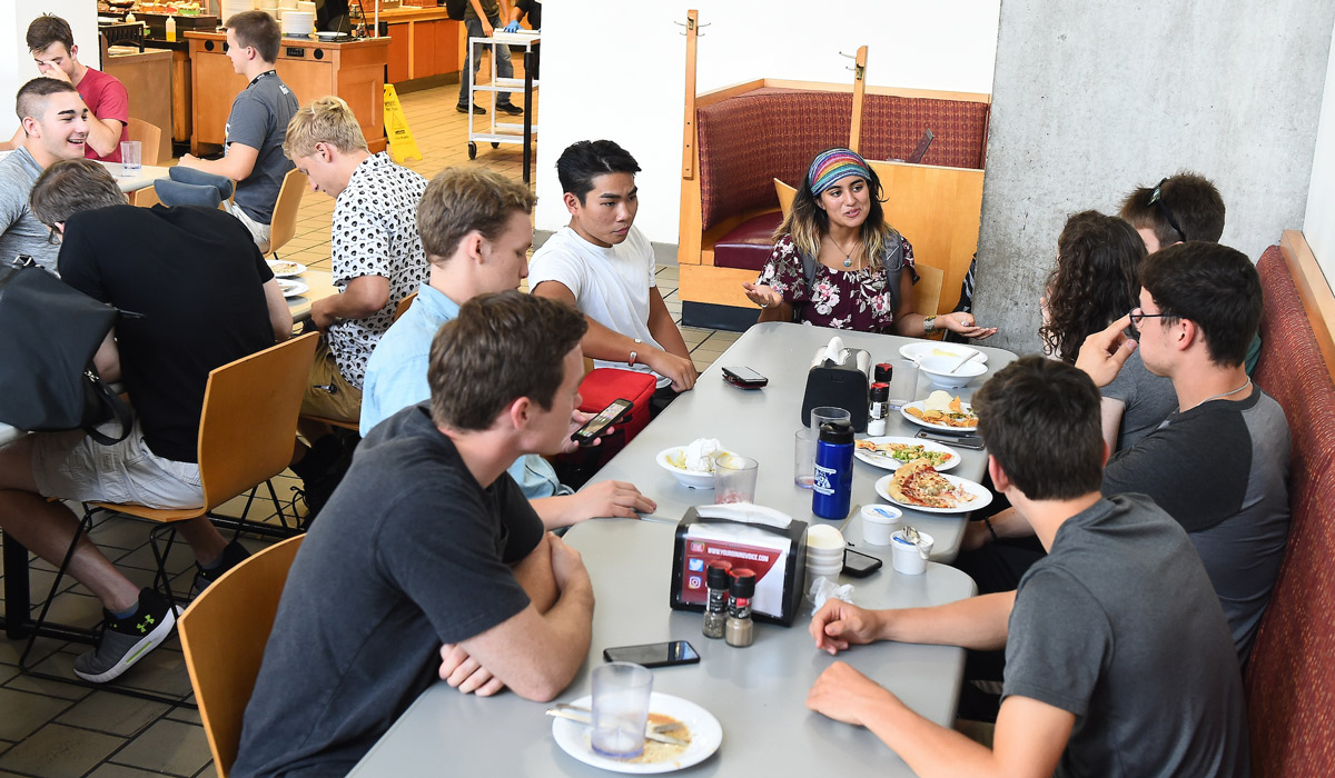 First-year students in the student restaurant
