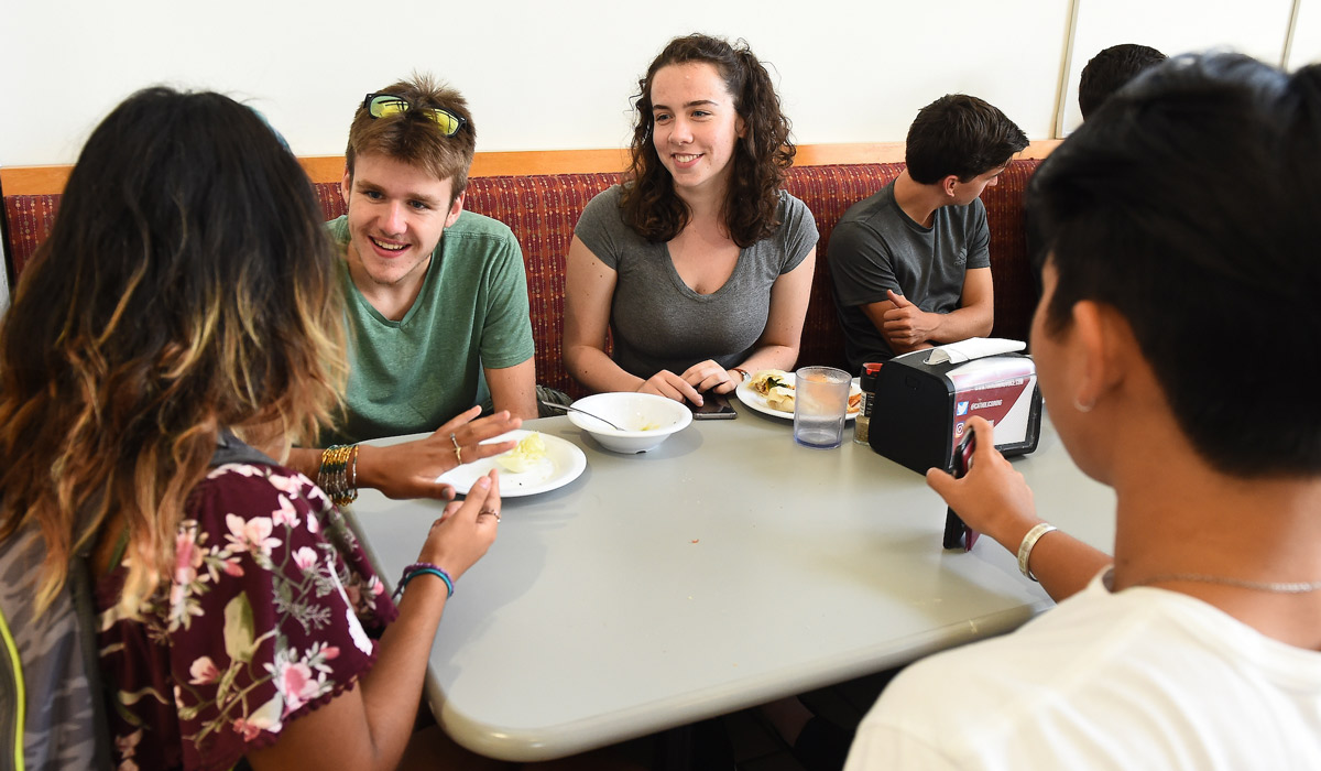 First-year students in the student restaurant