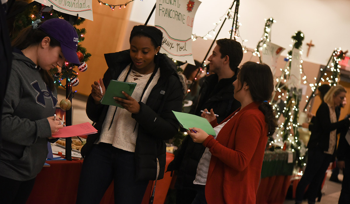 Students at the silent night event
