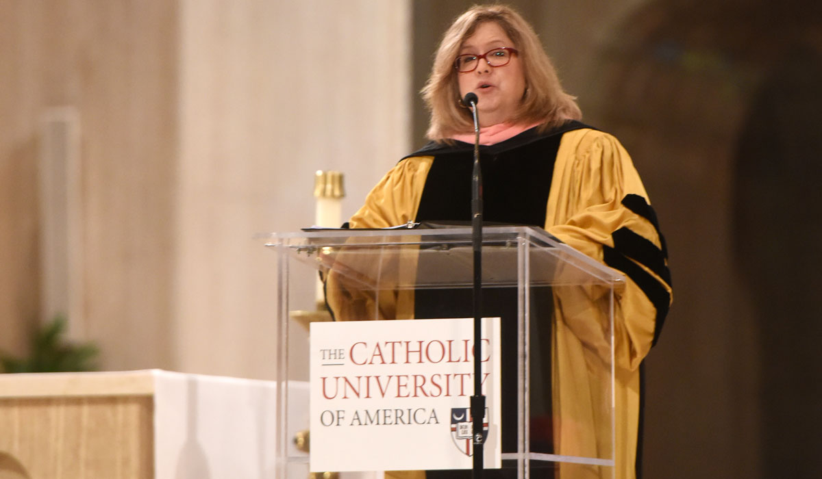 Dean Jacqueline Leary-Warsaw delivers her speech