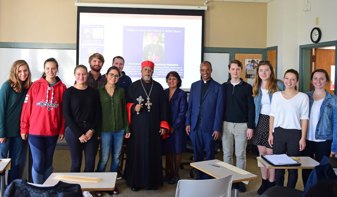 Cardinal Berhaneyesus Souraphiel and class