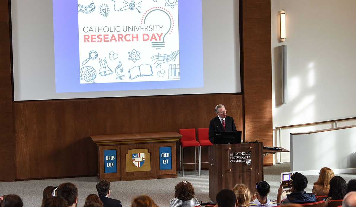 President John Garvey opens Research Day with talk