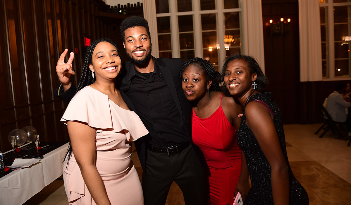 Students at the Black Student Alliance Black and White Tie Gala