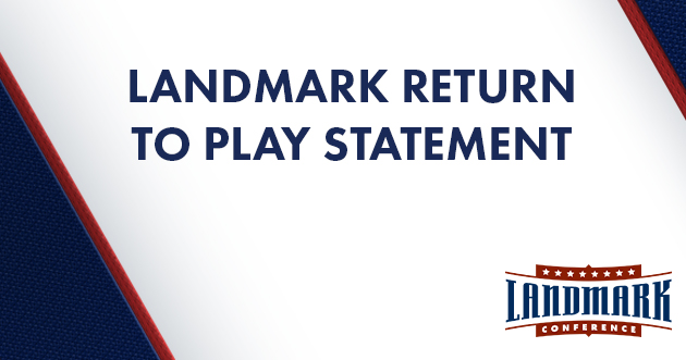 Graphic featuring the words Landmark return to play statement