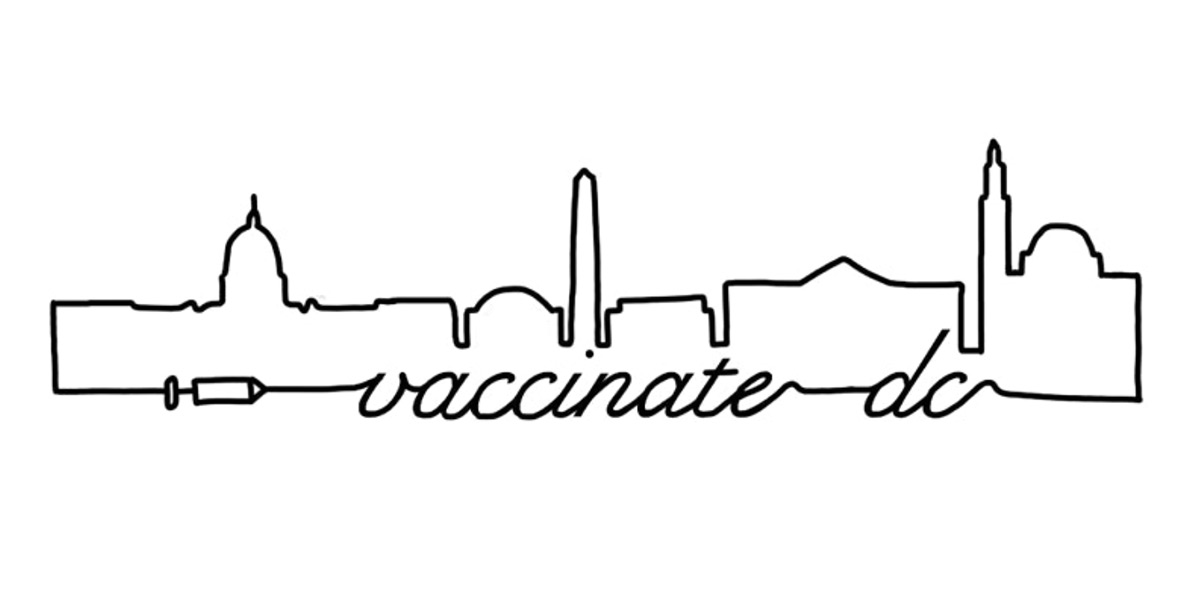 Vaccinate DC logo featuring DC city skyline