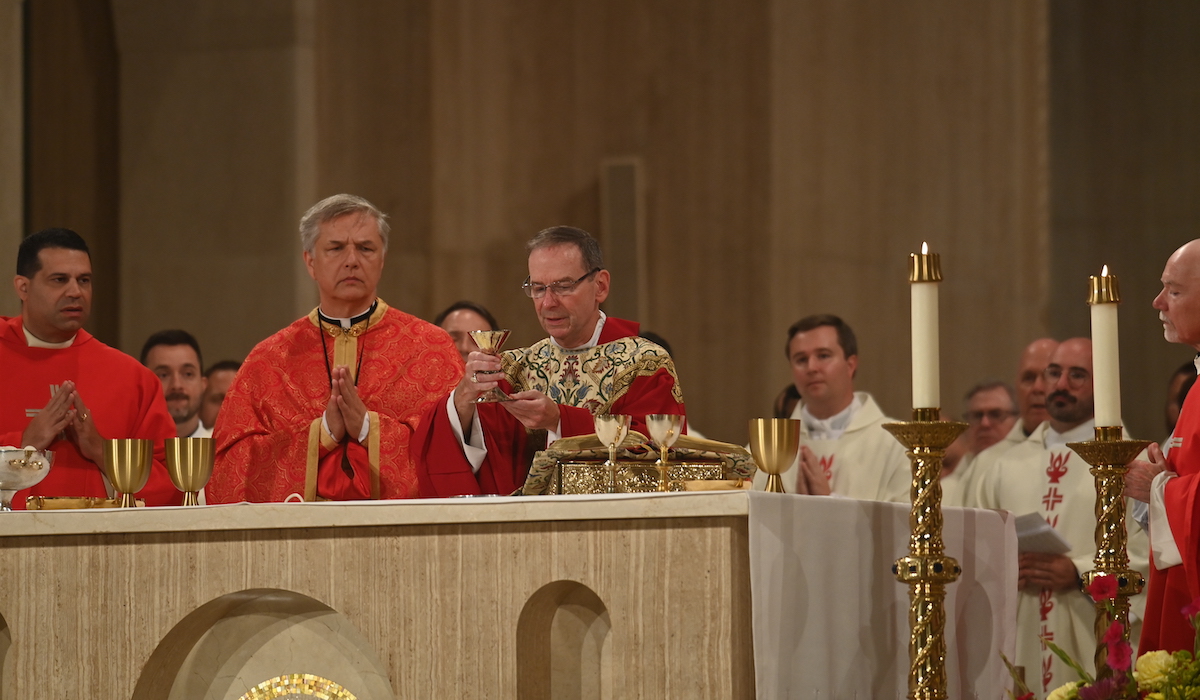 Bishop Michael Burbidge celebrates the Mass with a rare pre-Reformation chalice